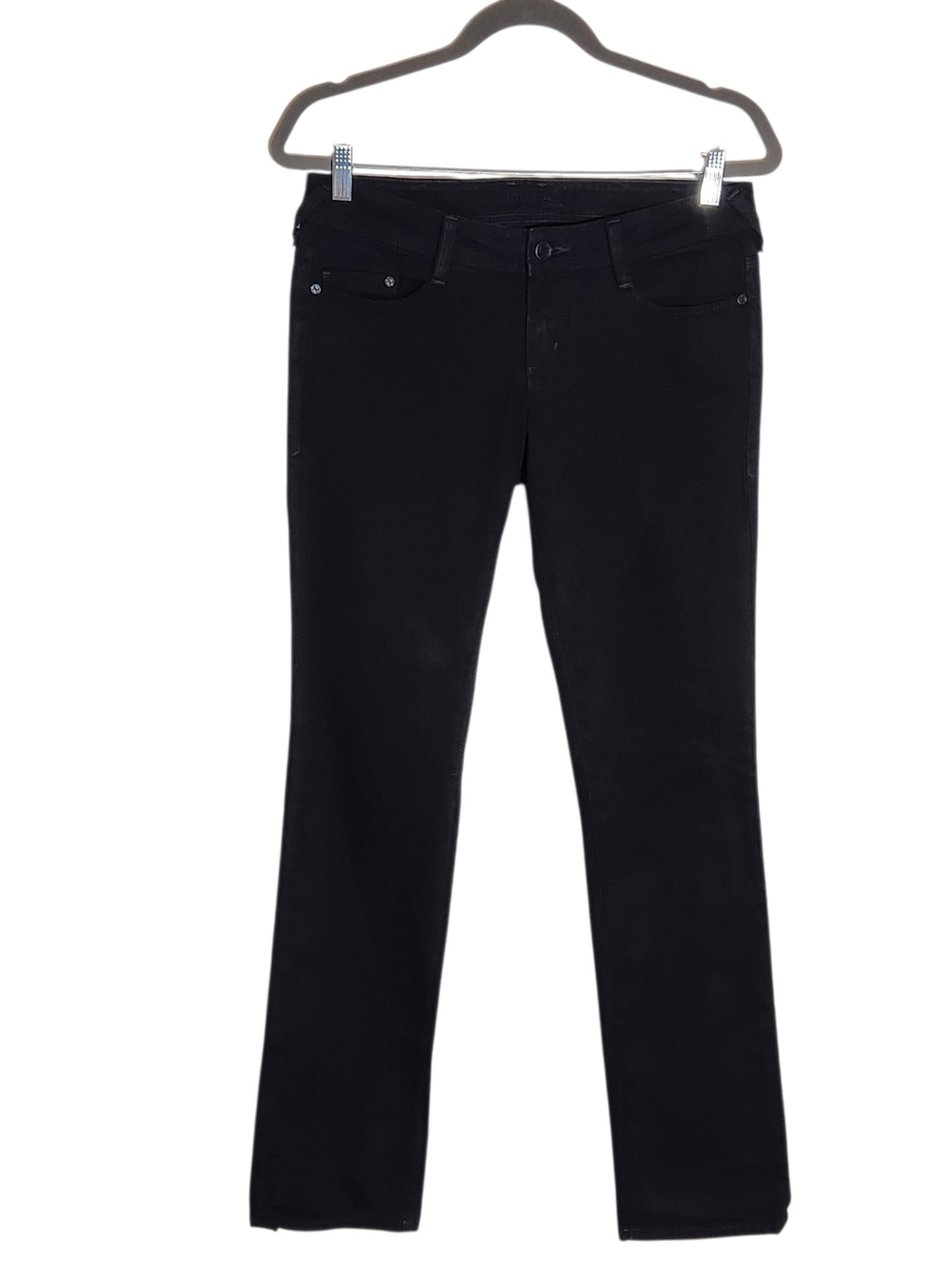 Bebe Black Y2K Straight Leg Rhinestone Pocket Jeans Size 28